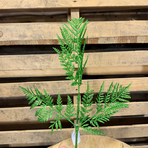 18.5" Inch Lime Green glitter fern  spray  - XS244175