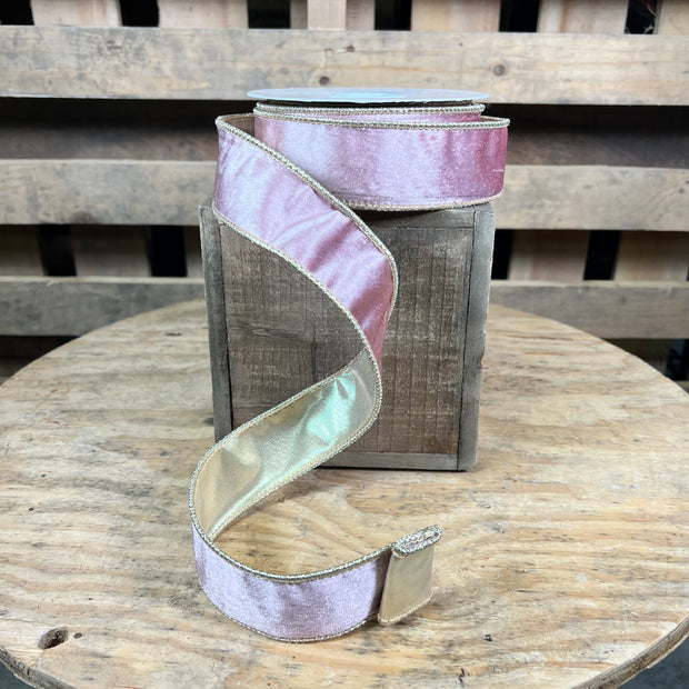 1.5” x 10yd Rose pink velvet designer ribbon - DCR2A6715