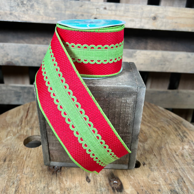 2.5 "X10YD lime green lace Wired Ribbon - RG08105T9