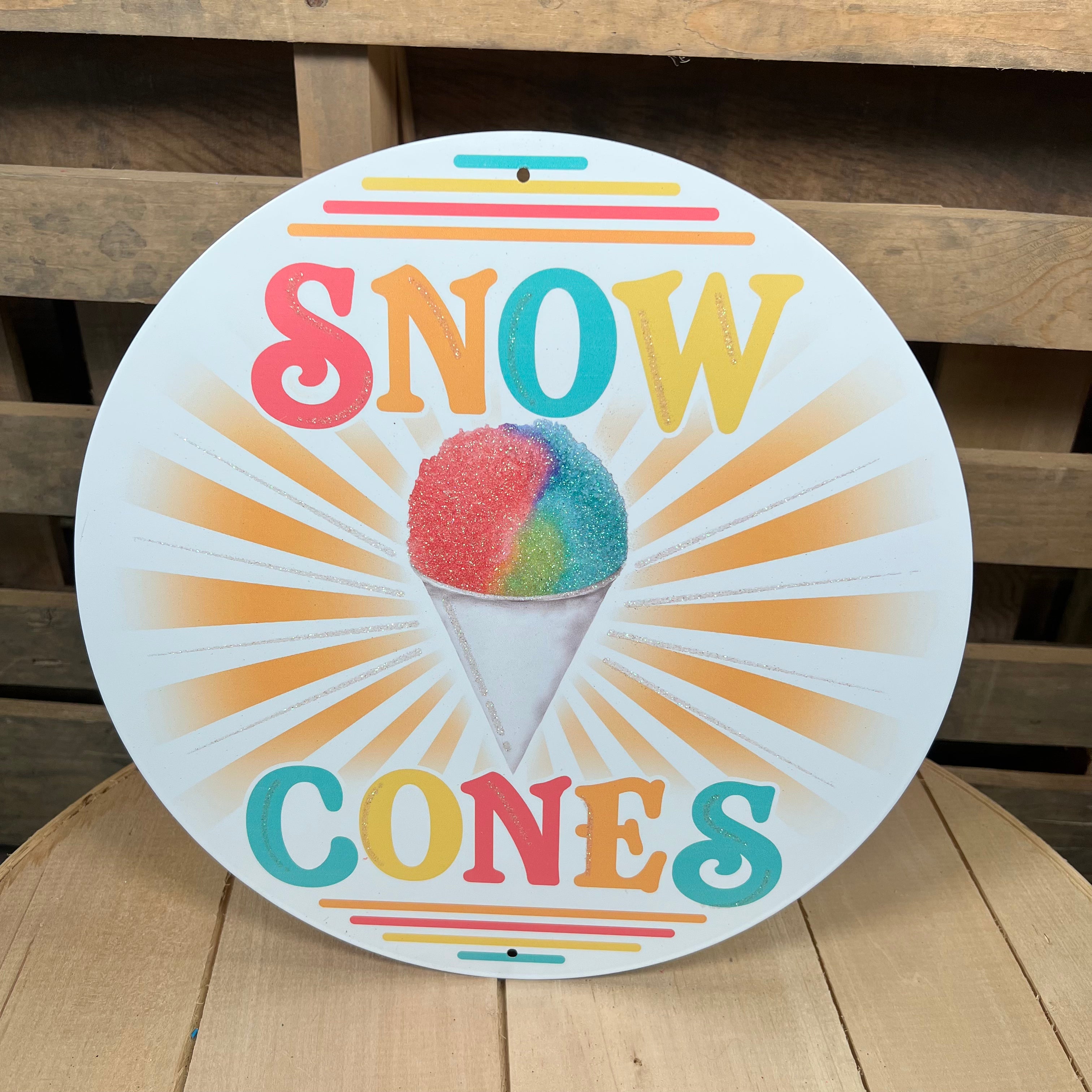 12” Circle metal snow cone  sign - MD1725E7
