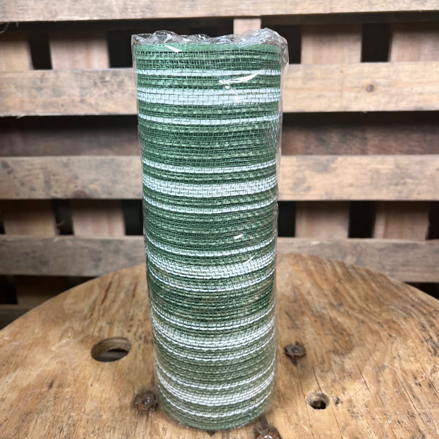 10" x 10Y moss green farmhouse jute stripe mesh - RY8344ER