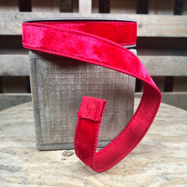 1” x 10y Red velvet designer ribbon - QK258603