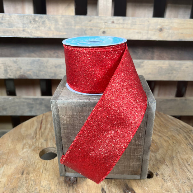 2.5 "X10YD red shimmer Wired Ribbon - RGC159724
