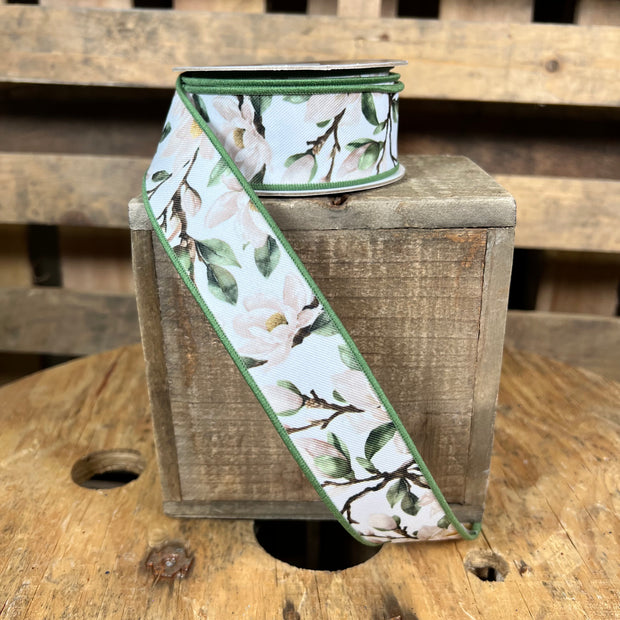 1.5" x 10Y magnolia Wired Ribbon - LS101427