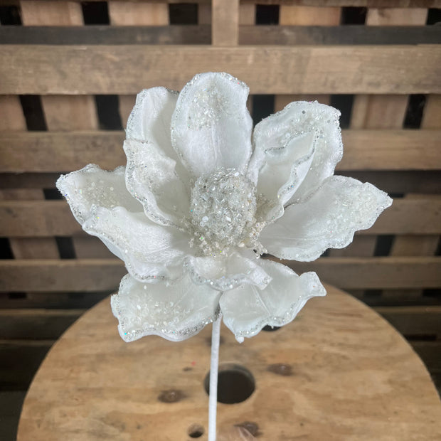 7” White icy magnolia stem - Nancy Brown Designer Brand - F18688
