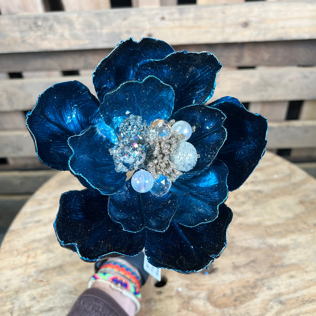 7” Dark Blue magnolia stem - Nancy Brown Designer Brand - F19401