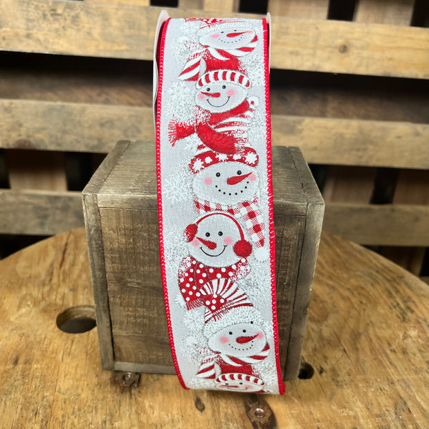 2.5 "X10YD red and white snowman Wired Ribbon - RGF141627