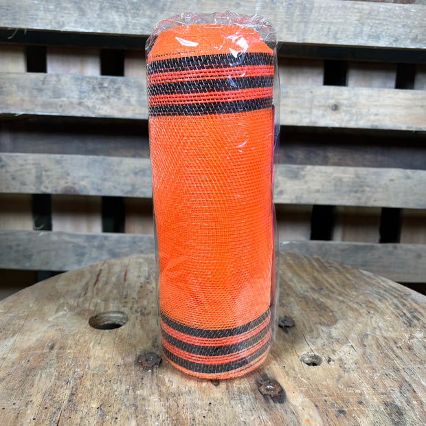 10"X10YD BORDER STRIPE JUTE MESH - ORANGE - RY8325F7