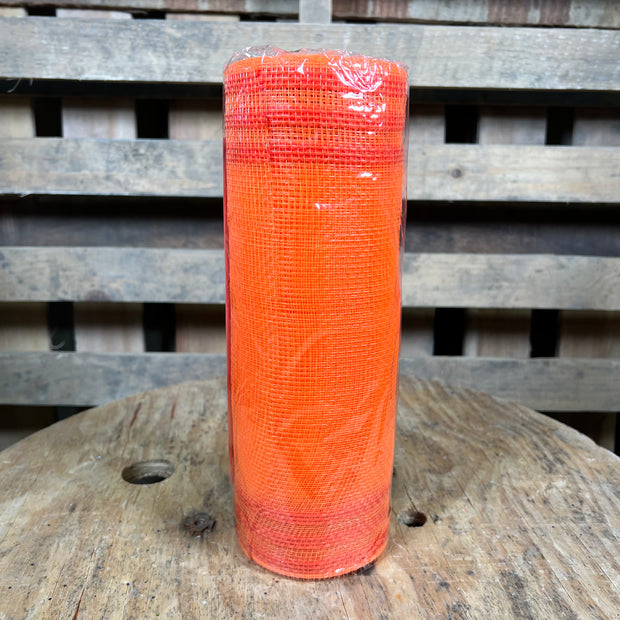 10"X10YD BORDER STRIPE JUTE MESH - ORANGE - RY832420