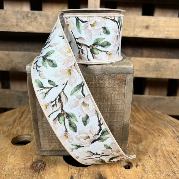 2.5" x 10Y magnolia Wired Ribbon - LS101537