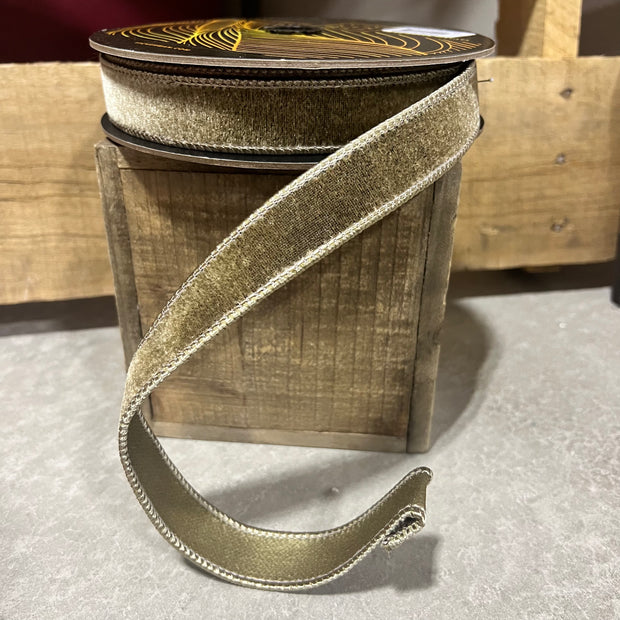 1” x 10y Mocha velvet designer ribbon - QK258676