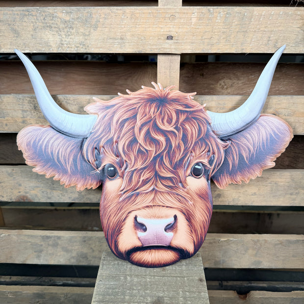 15.5"L METAL EMBOSSED HIGHLAND COW SIGN - MD175704