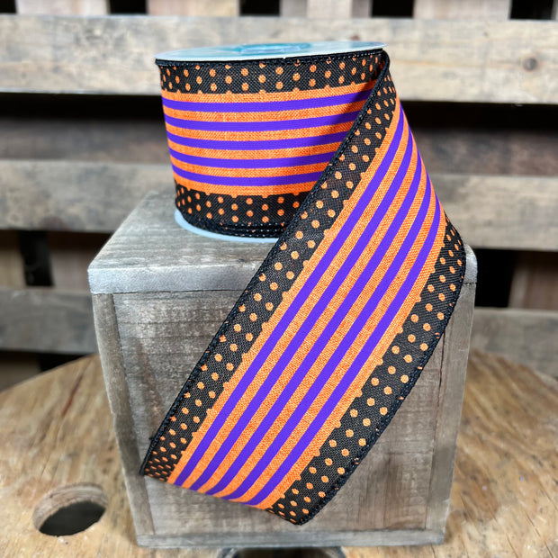 2.5 "X10YD verticals stripe and pokadot Wired Ribbon - RGF139820