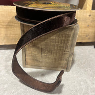 1” x 10y Chocolate brown velvet designer ribbon - QK258675