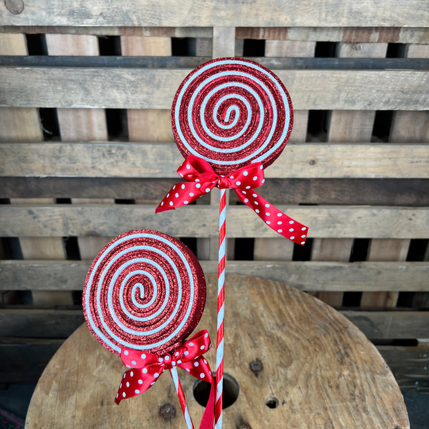 4.25 Inch red and white lollipop pick - 84809RDWT