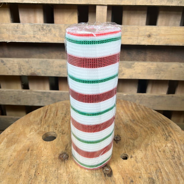 10" x 10Y Christmas stripe tinsel fine weave mesh - RY5018R3