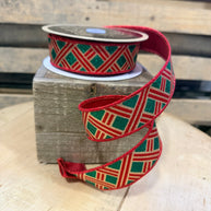 1.5” x 10yd Christmas woven stripe stripe d’lux ribbon - LX31927R