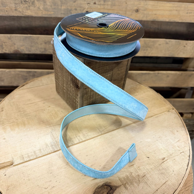 1” x 10y Baby Blue velvet designer ribbon - QK258632