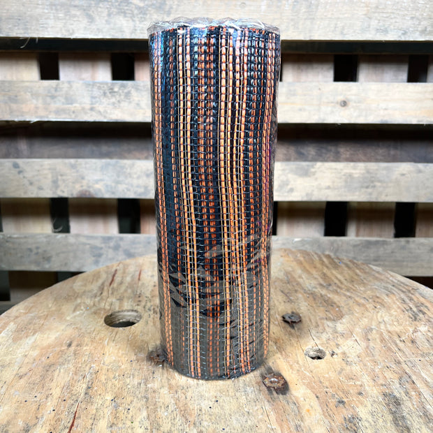 10" x 10Y Black and orange white stripe mesh - RE8902E8