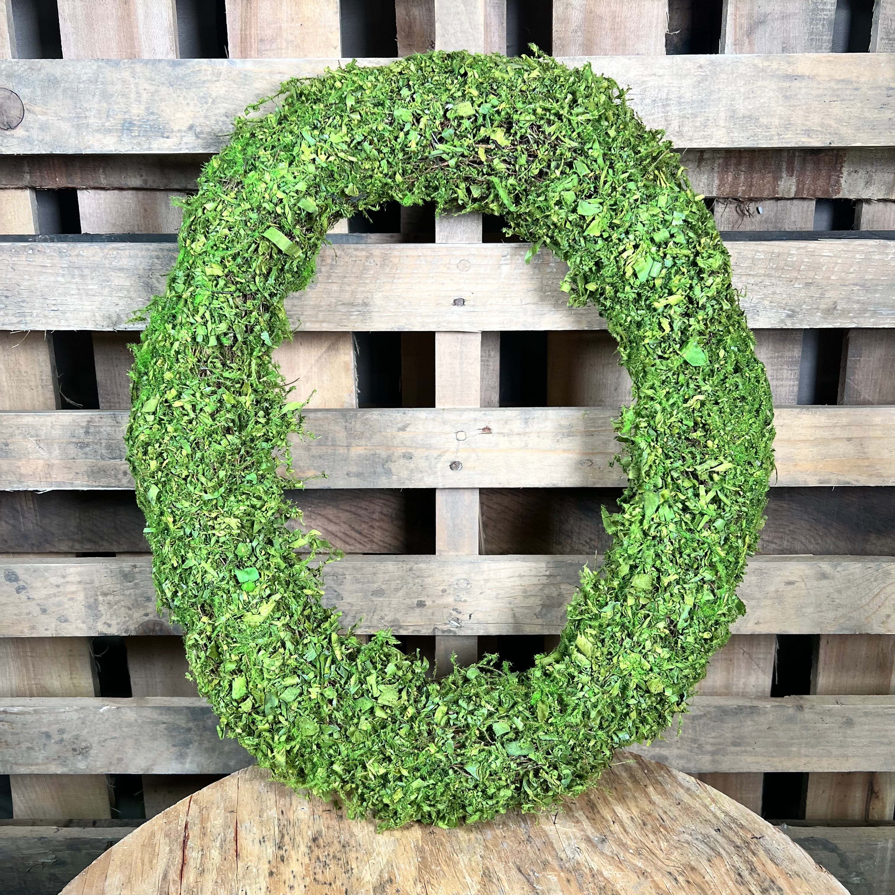 18in green moss oval wreath frame - 13655GN