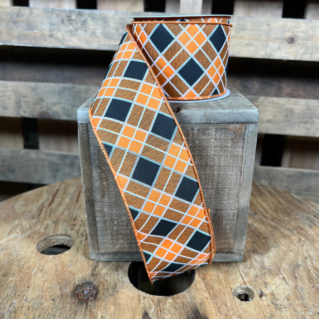 2.5 "X10YD diagonal check Wired Ribbon - RGC197220