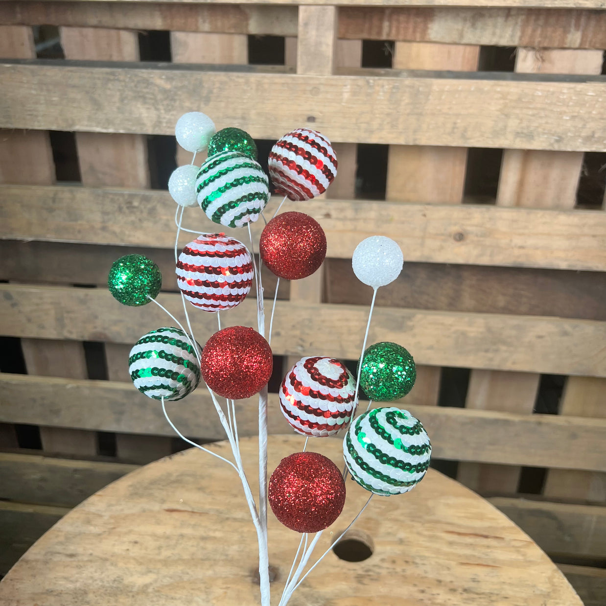 25.5"L CHRISTMAS GLITTER/ SEQUIN BALL SPRAY - XS128944