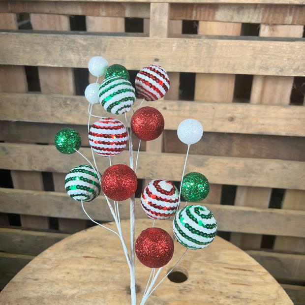 25.5"L CHRISTMAS GLITTER/ SEQUIN BALL SPRAY - XS128944
