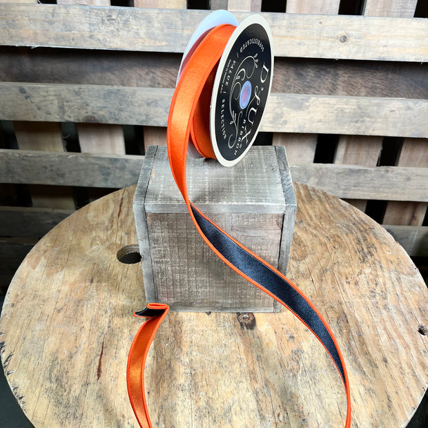 7/8" x 10y black and orange satin fused designer ribbon - LX4000P2