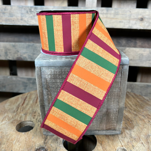 2.5"X10YD Fall stripe Wired Ribbon - RGA12376X