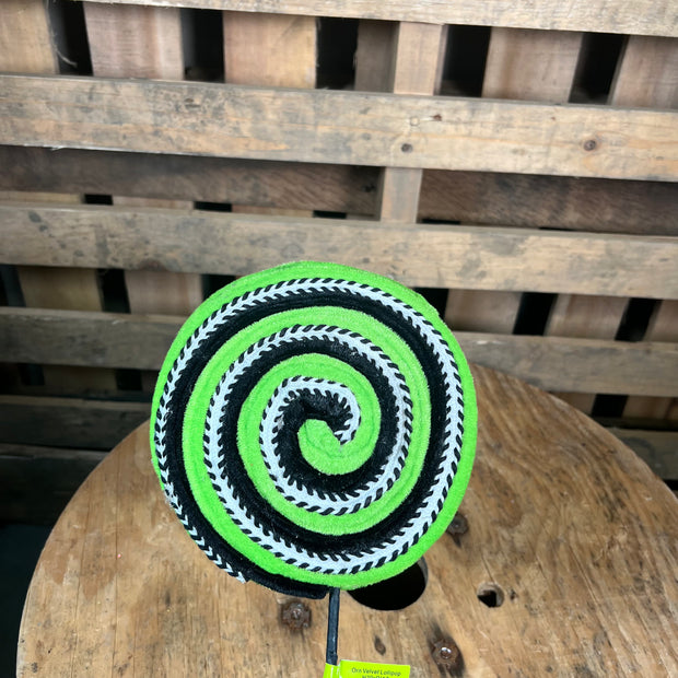 7in Green velvet lollipop - 57245GNBK