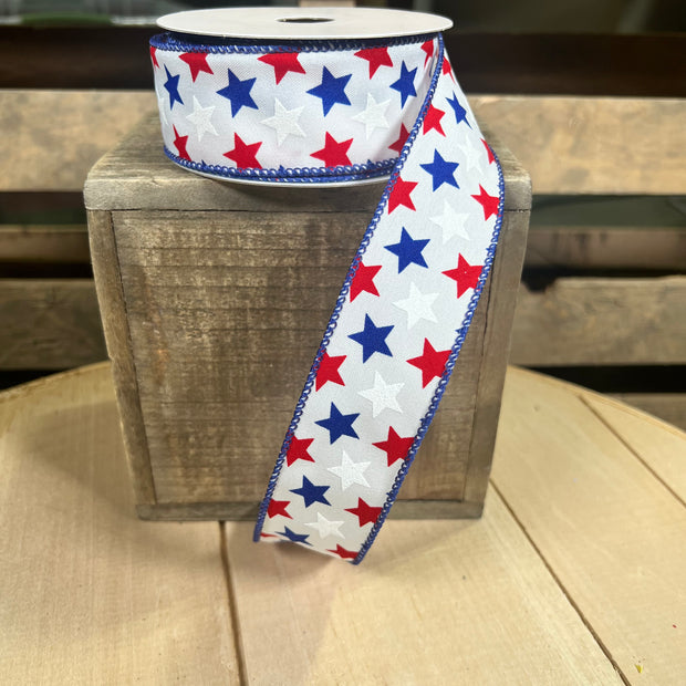 1.5" x 10Y Patriotic Stars Wired Ribbon - 41501-09-25