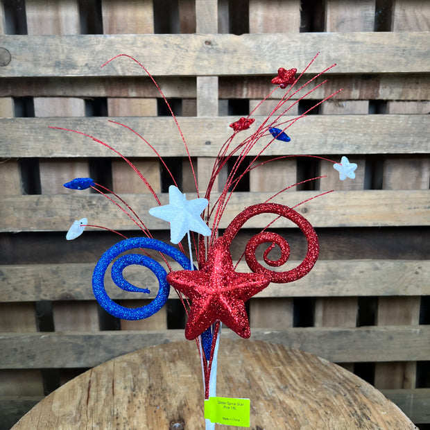 18 Inch Patriotic star and swirl pick - 74087RWB