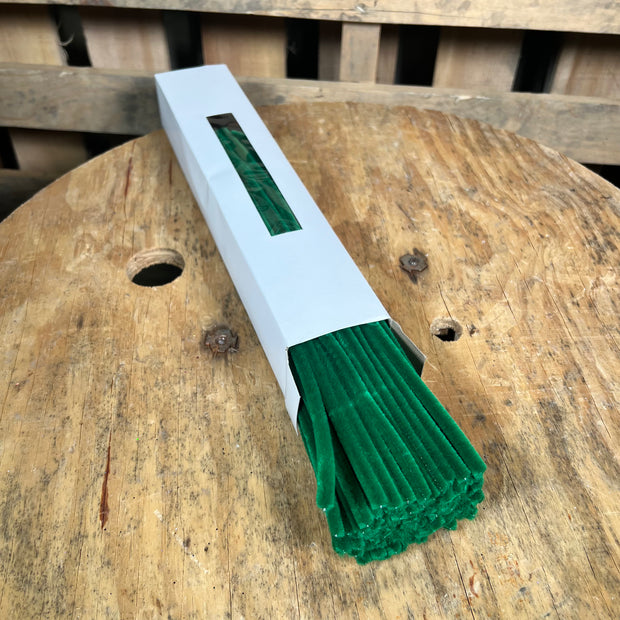 12” by 6MM Green chenille pipe cleaner stems - 100 pack - MA200140