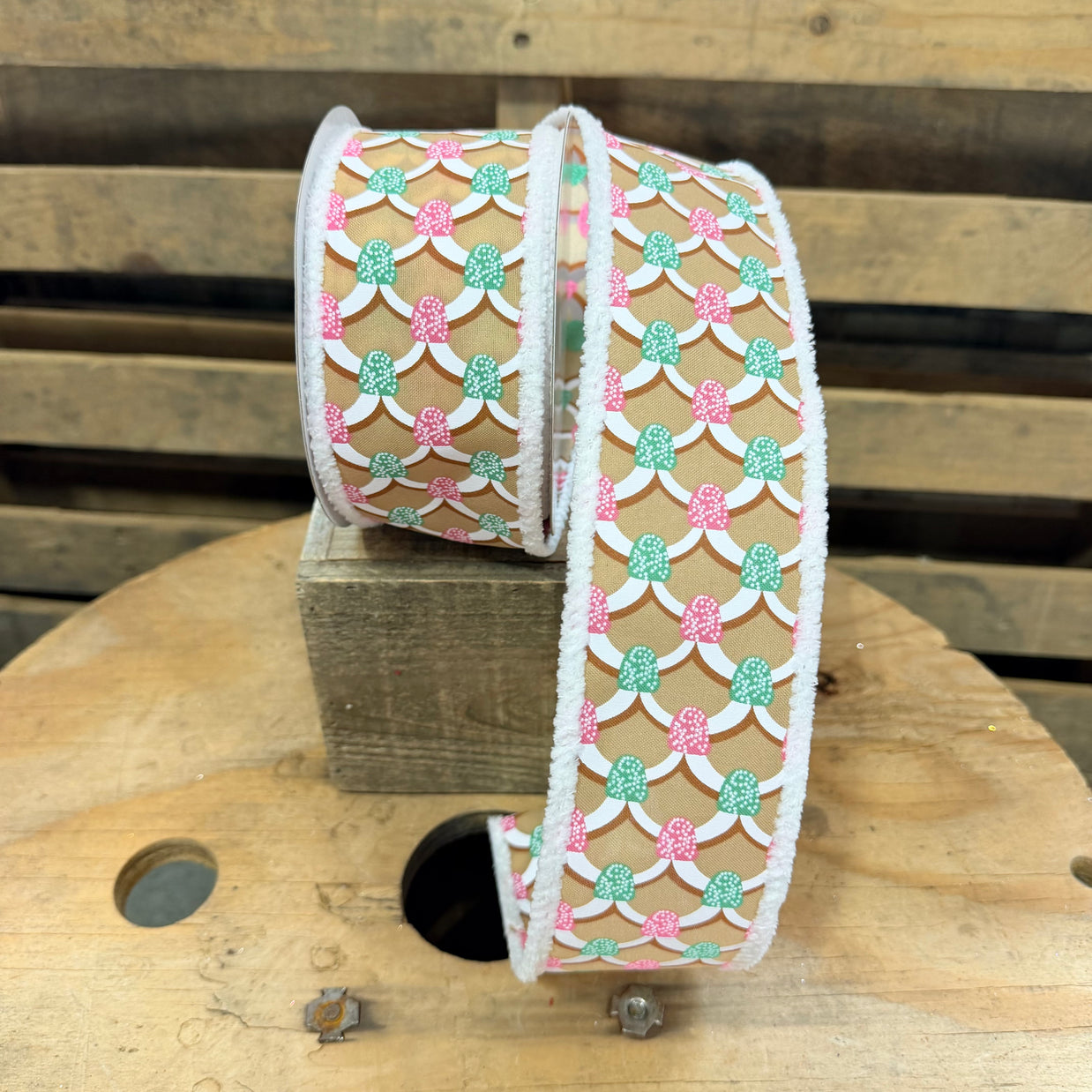 2.5" by 10Y Gingerbread gumdrop  wired ribbon - 72513-40-06
