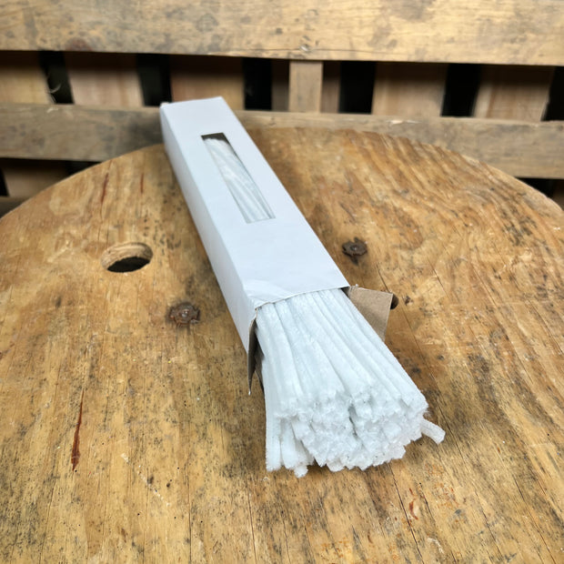 12” by 6MM White chenille pipe cleaner stems - 100 pack - MA200127