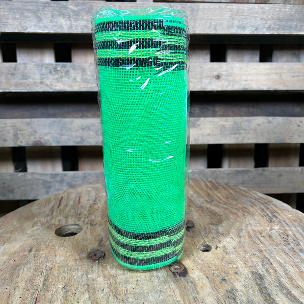10"X10YD BORDER STRIPE JUTE MESH - LIME GREEN - RY8325K4