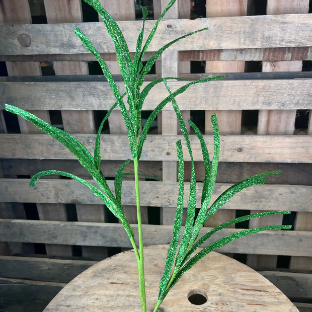 31"L GLITTERED/PAPER GRASS SPRAY - LIME GREEN - XS104956