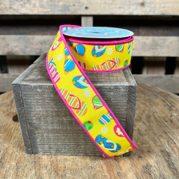 1.5"X10YD FLIP FLOPS & SUNGLASSES - YLLW/BRIGHT MULTI - RGE115029