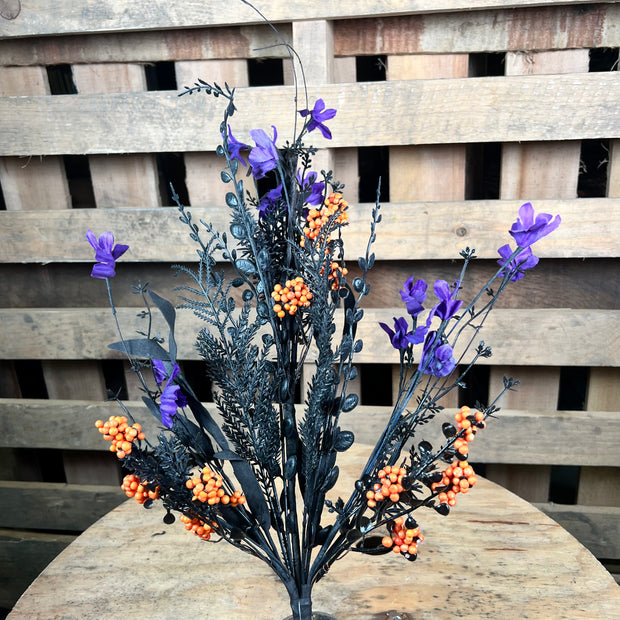 24"L FABRIC FLOWER/EVA LEAF/BEADS SPRAY - HALLOWEEN - FH807175