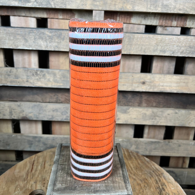 10" x 10Y orange foil boarder stripe fine weave mesh - RY5042FN