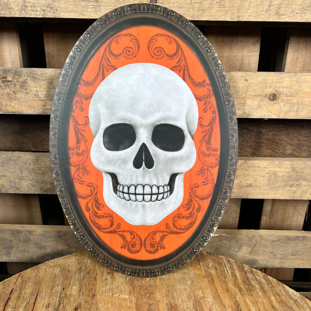 13 inch FRAMED SKULL OVAL SIGN - AP729720