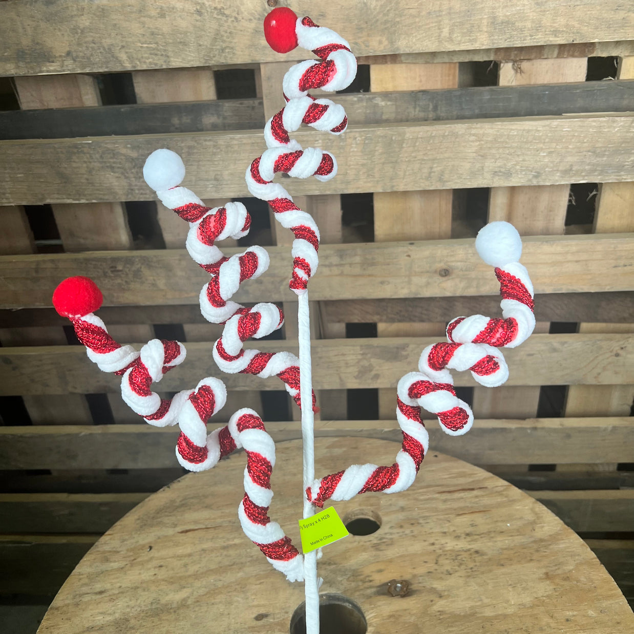 28 ” red and white swirly pick  - 86005RDWT