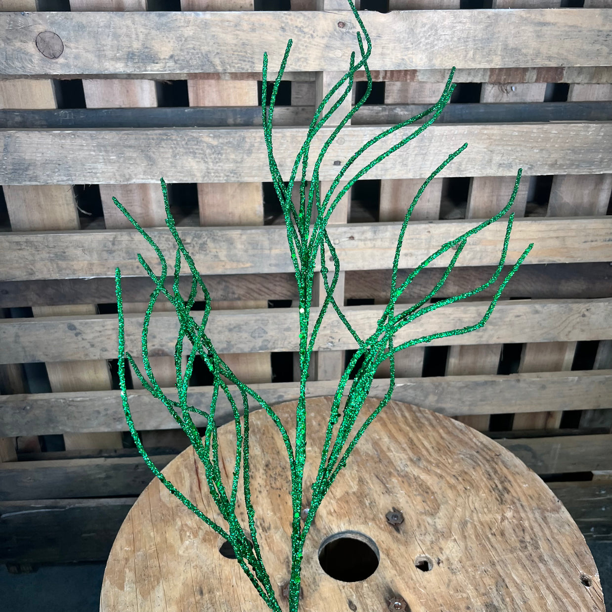 30" Green Glitter Twig Spray - 85717GN