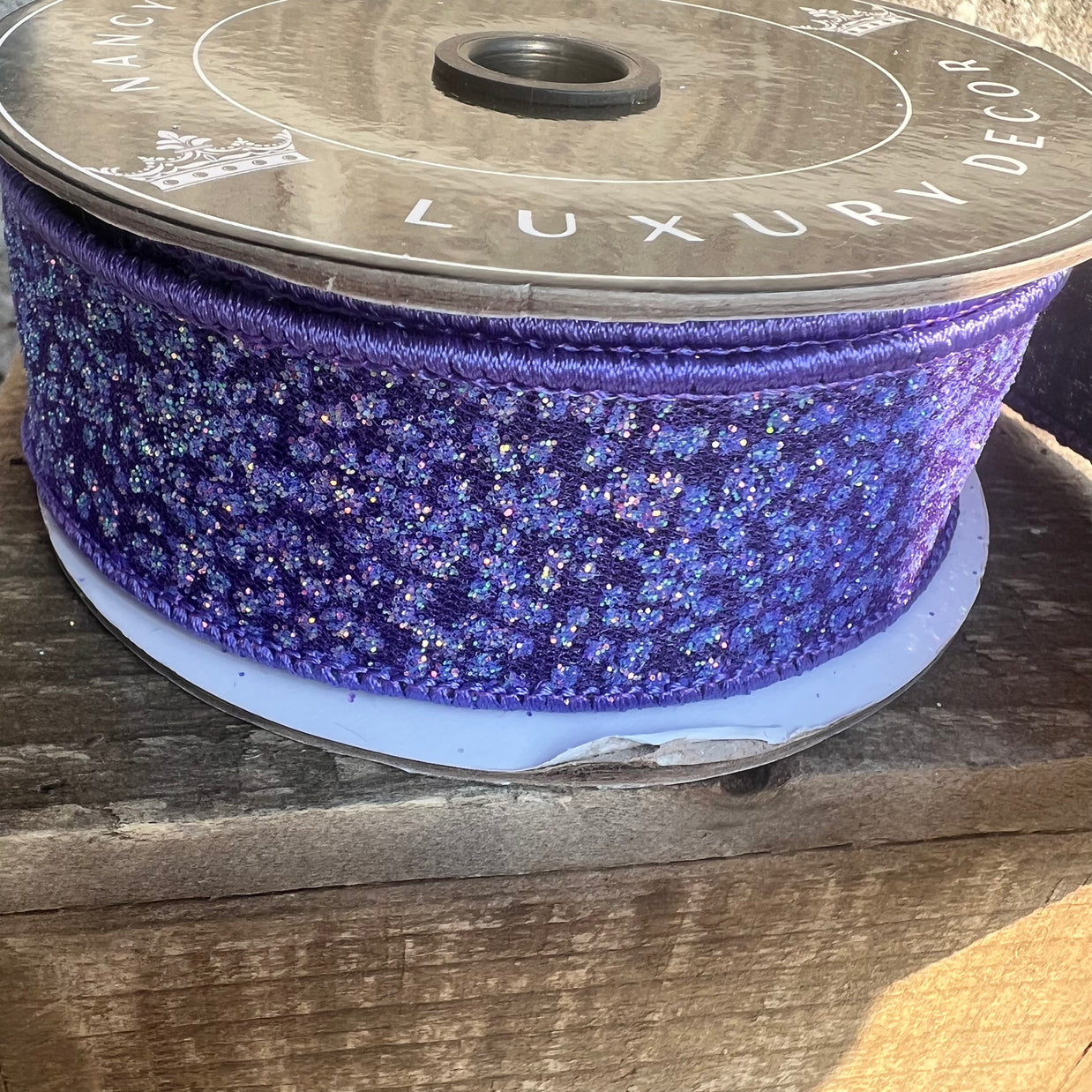 1.5” x 10yd Purple glitter shimmer  designer ribbon - 2560011