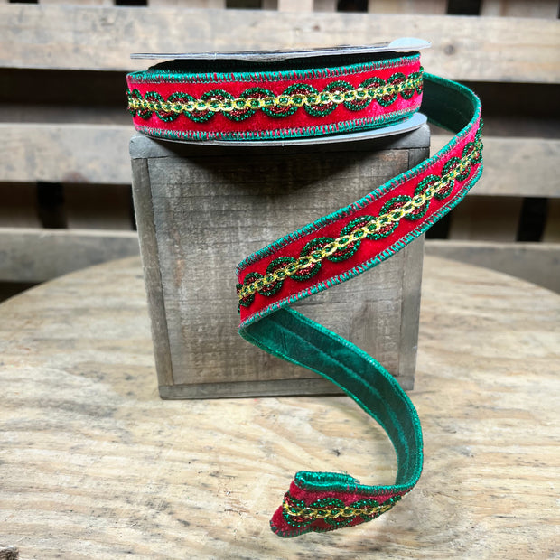 1” x 10Y Christmas designer ribbon - 25B7631