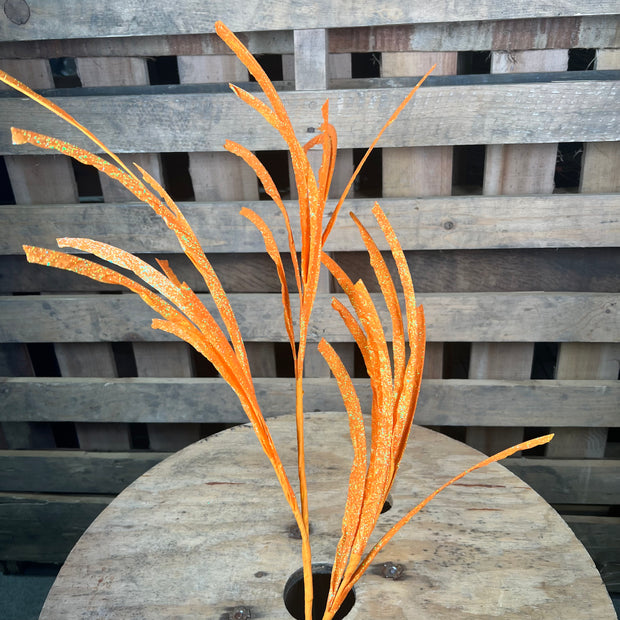 31"L GLITTERED/PAPER GRASS SPRAY - BRIGHT ORANGE - XS110020