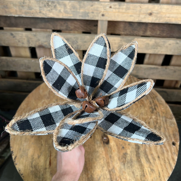 15  Inch gingham poinsettia pick - 84505BKWT