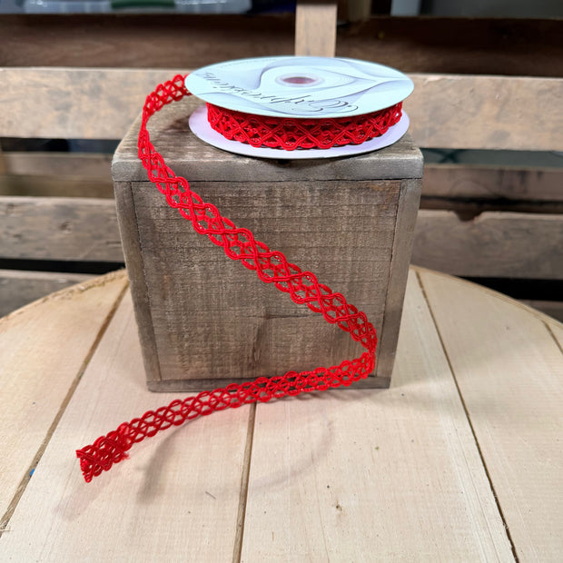 5/8” x 10Y Red open weave Wired Ribbon -  RN586124