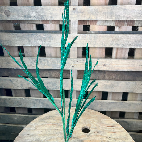 31"L GLITTERED/PAPER GRASS SPRAY - EMERALD GREEN - XS104906