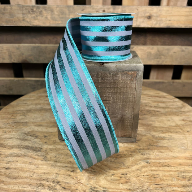 2.5 "X10YD blue stripe Wired Ribbon - RGE1432HM